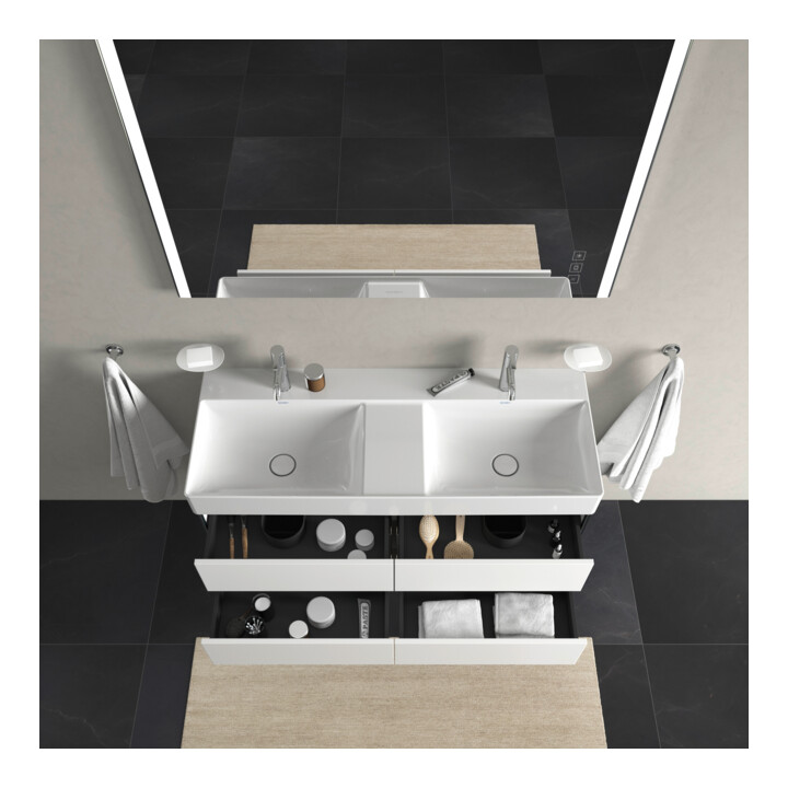 Duravit Meuble sous lavabo XSquare 118,4x46x39,7 cm, 4 tiroirs, suspendu, blanc mat