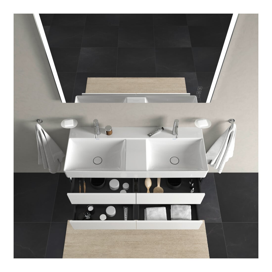 Duravit Meuble sous lavabo XSquare 118,4x46x39,7 cm, 4 tiroirs, suspendu, blanc mat