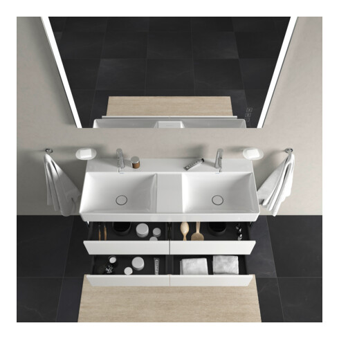 Duravit Meuble sous lavabo XSquare 118,4x46x39,7 cm, 4 tiroirs, suspendu, blanc mat