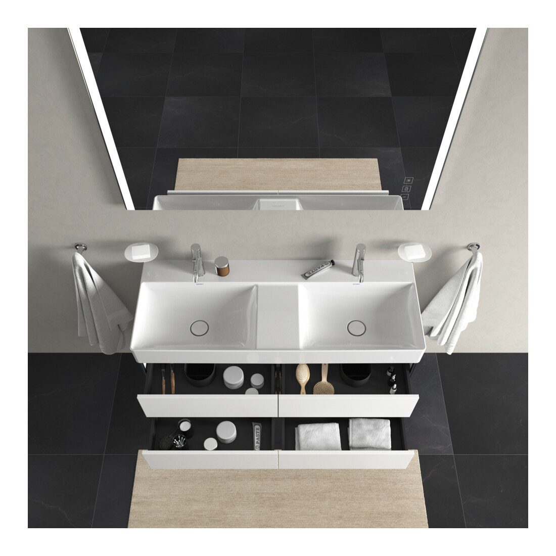 Duravit Meuble sous lavabo XSquare 118,4x46x39,7 cm, 4 tiroirs, suspendu, blanc mat
