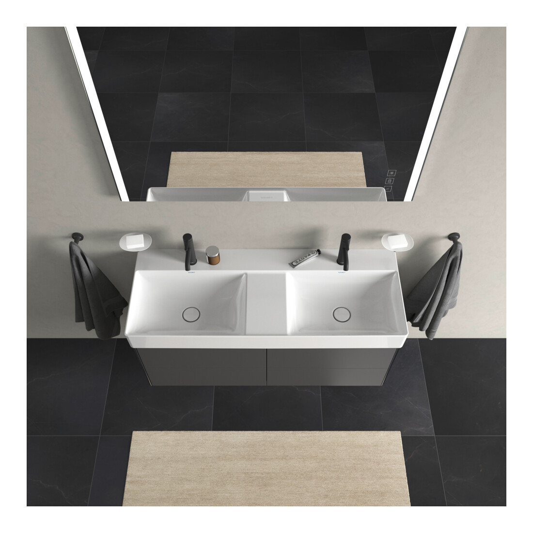 Duravit Meuble sous lavabo XSquare 118,4x46x39,7 cm, 4 tiroirs, suspendu, gris m