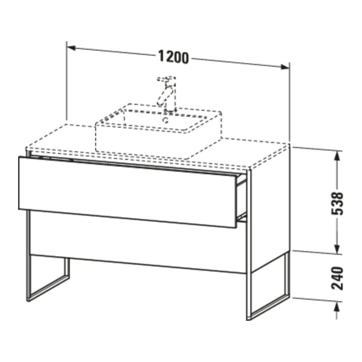 Duravit Meuble sous-lavabo XSquare 120x54,8 cm, blanc mat, 2 tiroirs, posé