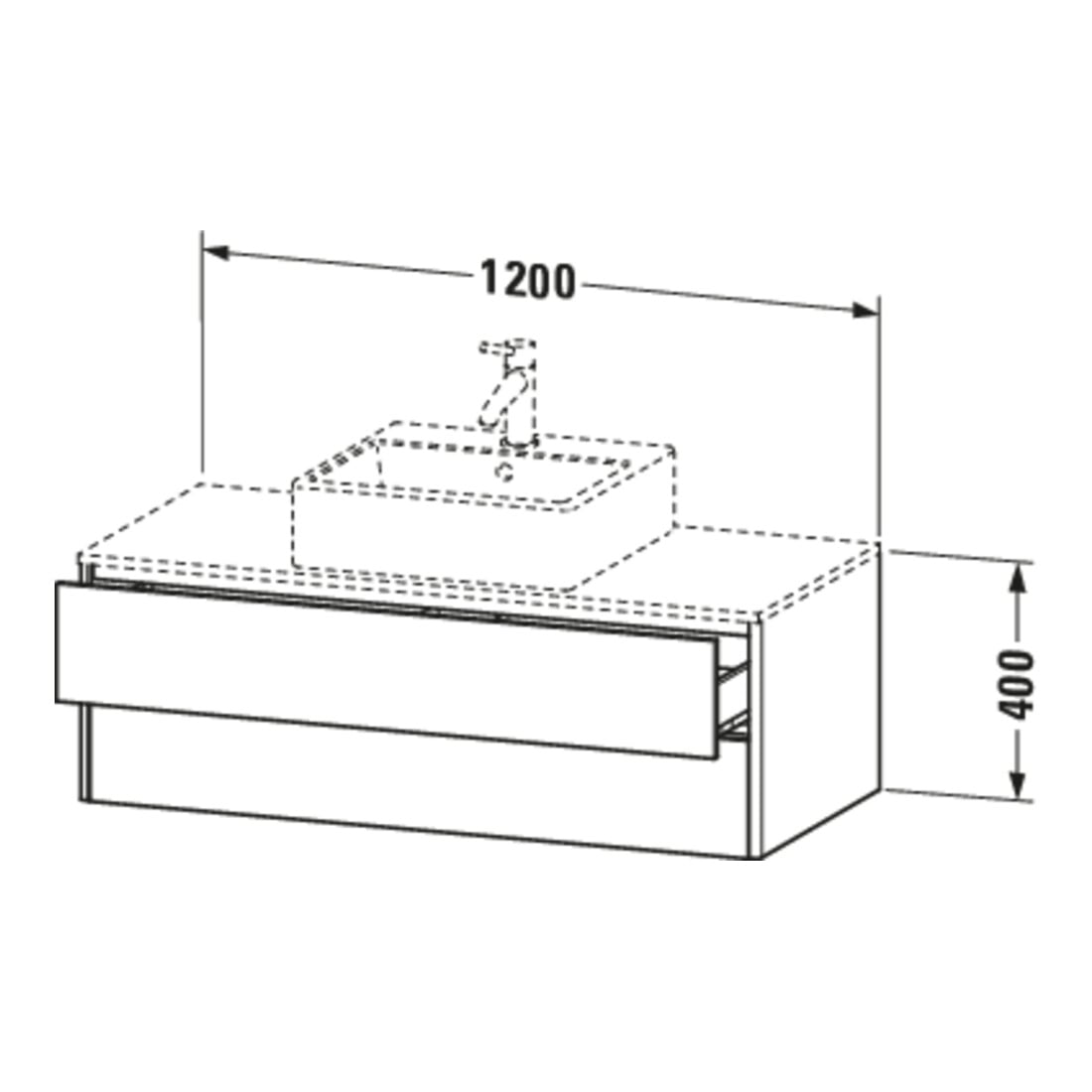 Duravit Meuble sous lavabo XSquare 120x54,8 cm, s g, f Kons., 2 tiroirs, suspendu