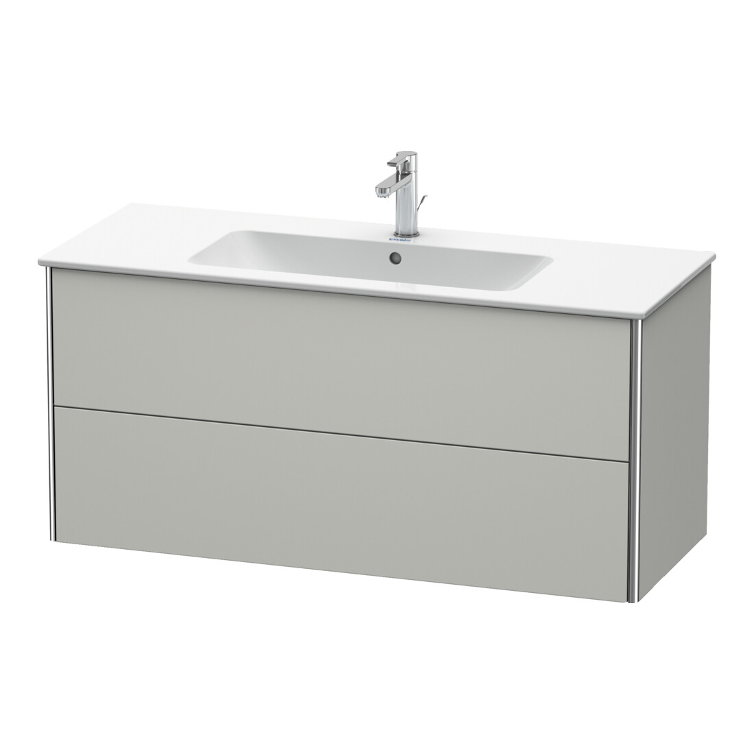 Duravit Meuble sous lavabo XSquare 121x47,8 cm, béton gris, 2 tiroirs, suspendu