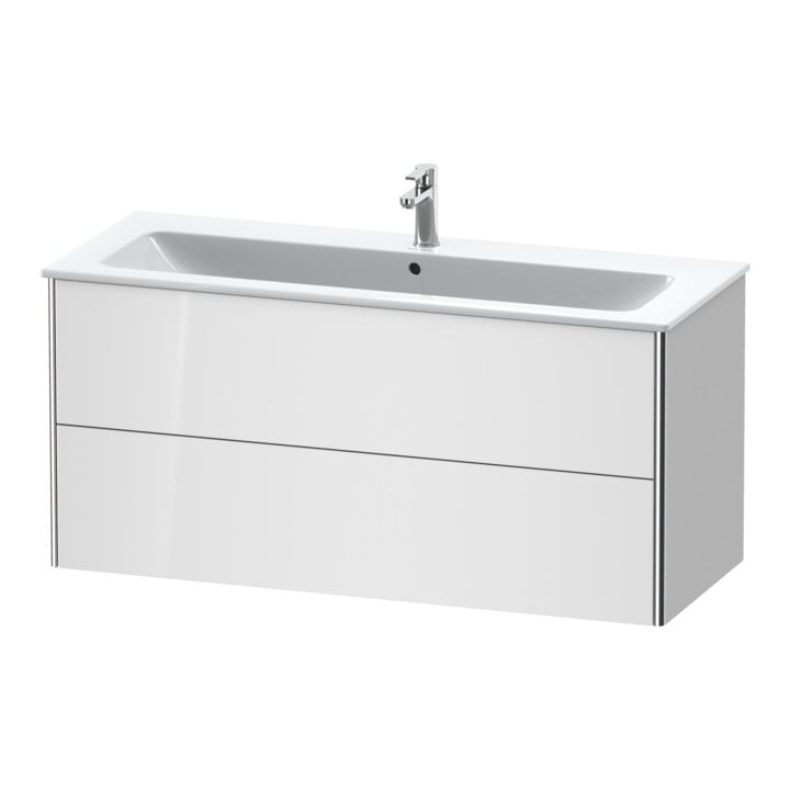 Duravit Meuble sous-lavabo XSquare 121x47,8 cm, blanc brillant, 2 tiroirs, suspendu