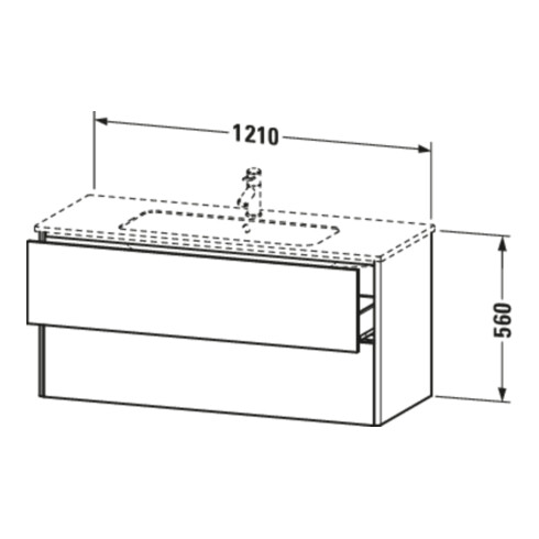 Duravit Meuble sous-lavabo XSquare 121x47,8 cm, blanc brillant, 2 tiroirs, suspendu