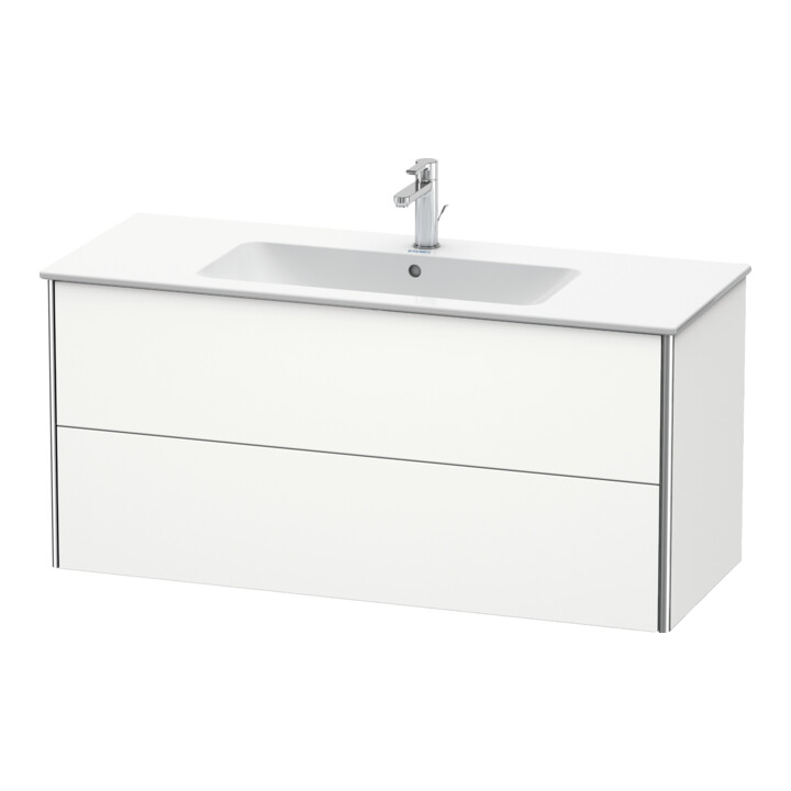 Duravit Meuble sous lavabo XSquare 121x47,8 cm, blanc mat, 2 tiroirs, suspendu