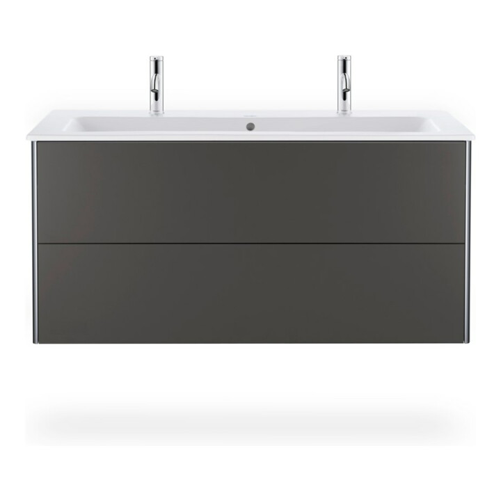Duravit Meuble sous-lavabo XSquare 121x47,8 cm, graphite, 2 tiroirs, suspendu