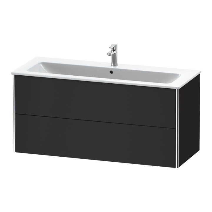 Duravit Meuble sous-lavabo XSquare 121x47,8 cm, graphite mat, 2 tiroirs, suspendu