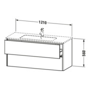 Duravit Meuble sous-lavabo XSquare 121x47,8 cm, graphite mat, 2 tiroirs, suspendu-5