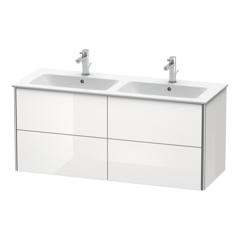 Duravit Meuble sous lavabo XSquare 128x47,8x56 cm, 4 tiroirs, suspendu, blanc brillant