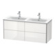 Duravit Meuble sous-lavabo XSquare 128x47,8x56 cm, 4 tiroirs, suspendu, blanc brillant
