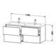 Duravit Meuble sous lavabo XSquare 128x47,8x56 cm, 4 tiroirs, suspendu, blanc mat