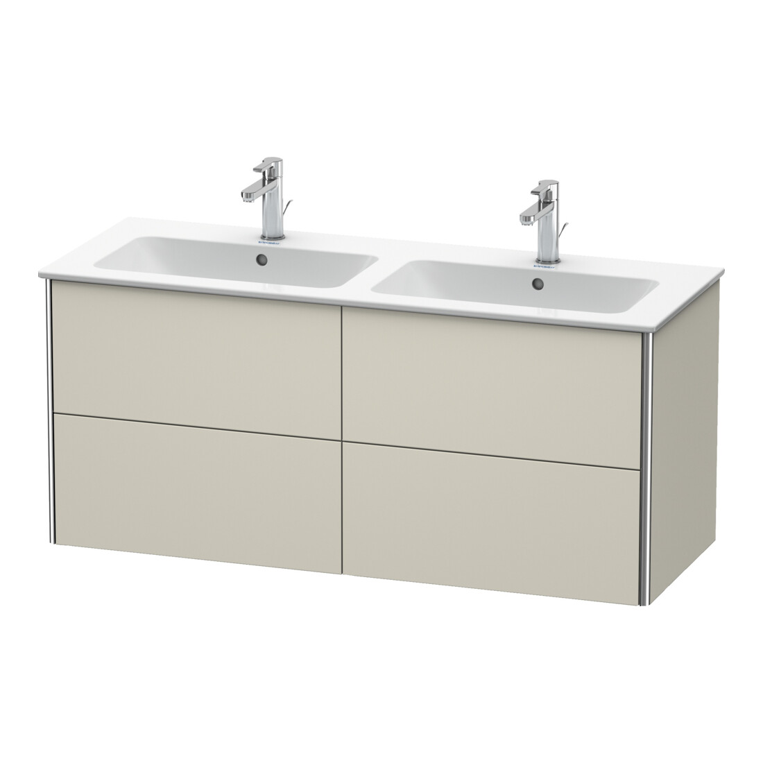 Duravit Meuble sous lavabo XSquare 128x47,8x56 cm, 4 tiroirs, suspendu, taupe