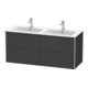 Duravit Meuble sous lavabo XSquare 128x47,8x56cm, 4 tiroirs, suspendu, graphite m