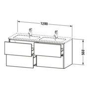 Duravit Meuble sous lavabo XSquare 128x47,8x56cm, 4 tiroirs, suspendu, graphite m-5