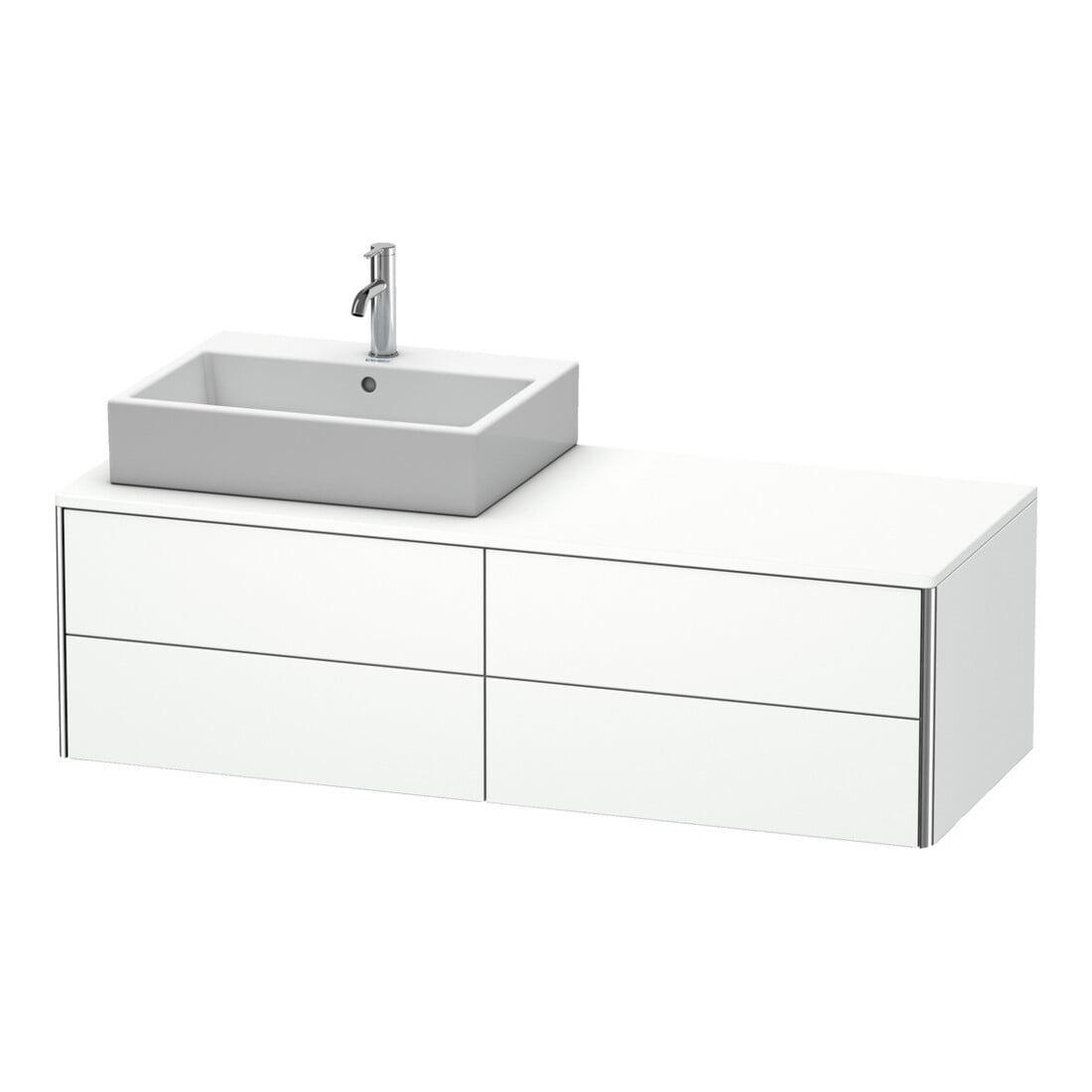 Duravit Meuble sous lavabo XSquare 140x54,8x40 cm, 4 tiroirs, blanc mat, Beck. gauche, avec miroir