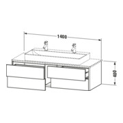 Duravit Meuble sous-lavabo XSquare 140x54,8x40 cm, 4 tiroirs, suspendu, blanc mat-2