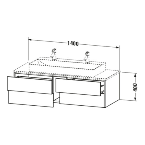 Duravit Meuble sous lavabo XSquare 140x54,8x40 cm, 4 tiroirs, suspendu, blanc œuf