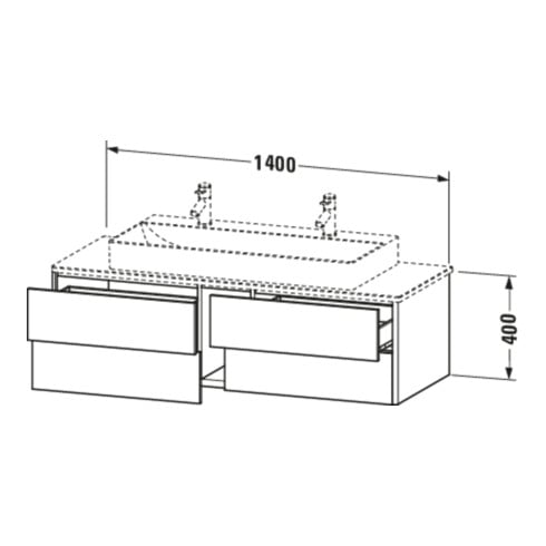 Duravit Meuble sous lavabo XSquare 140x54,8x40 cm, 4 tiroirs, suspendu, graph m
