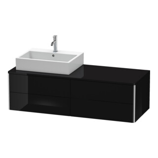Duravit Meuble sous lavabo XSquare 140x54,8x40 cm, 4 tiroirs, wd, gauche, noir brillant
