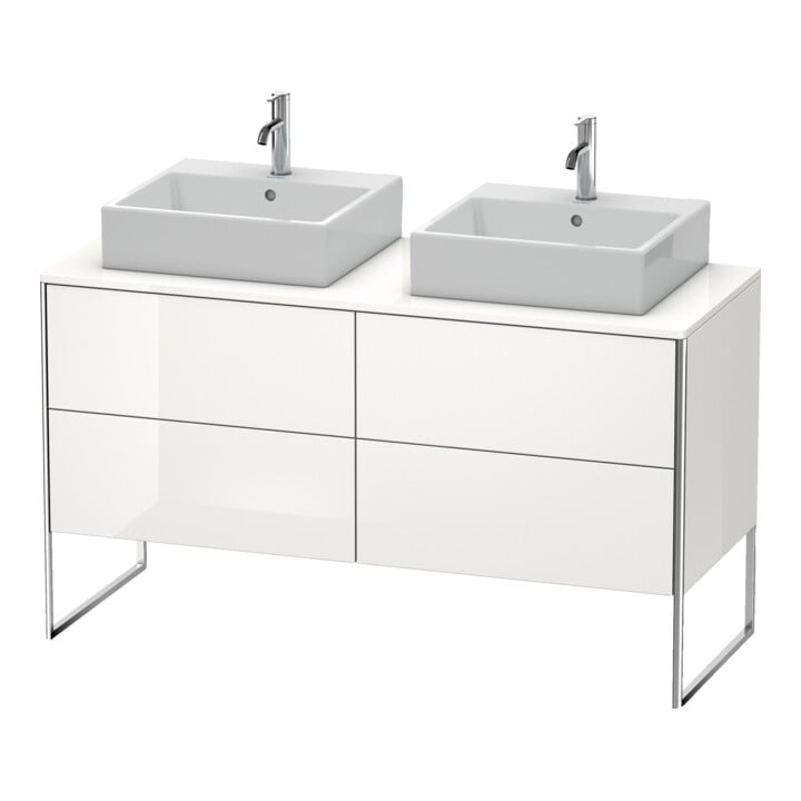 Duravit Meuble sous lavabo XSquare 140x54,8x77,8 cm, 4 tiroirs, acier, acier gris mat