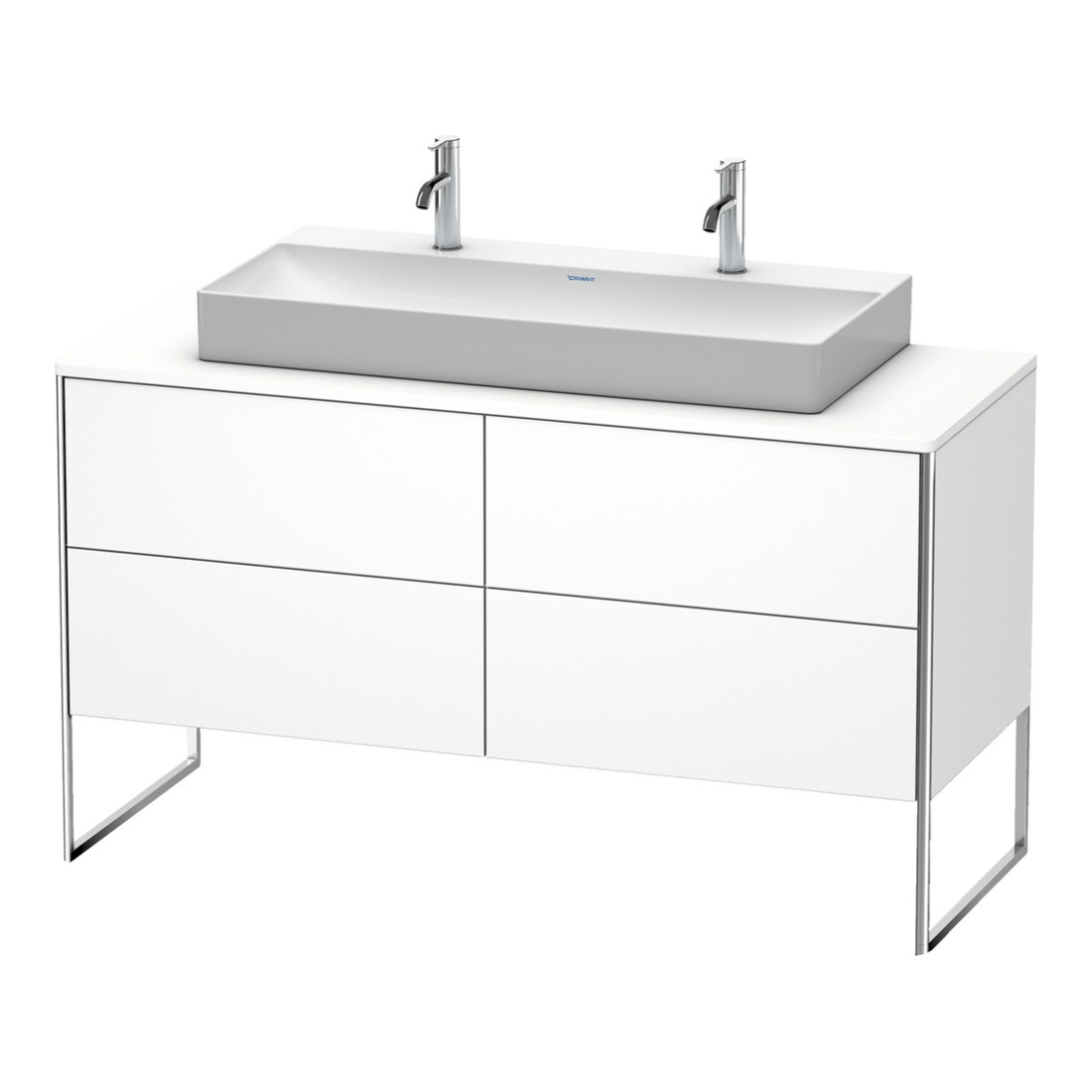 Duravit Meuble sous lavabo XSquare 140x54,8x77,8 cm, 4 tiroirs, debout, blanc mat