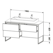 Duravit Meuble sous lavabo XSquare 140x54,8x77,8 cm, 4 tiroirs, debout, blanc mat-5