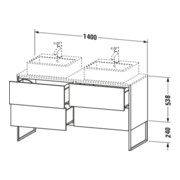 Duravit Meuble sous-lavabo XSquare 140x54,8x77,8 cm, 4 tiroirs, debout, graphite m-4