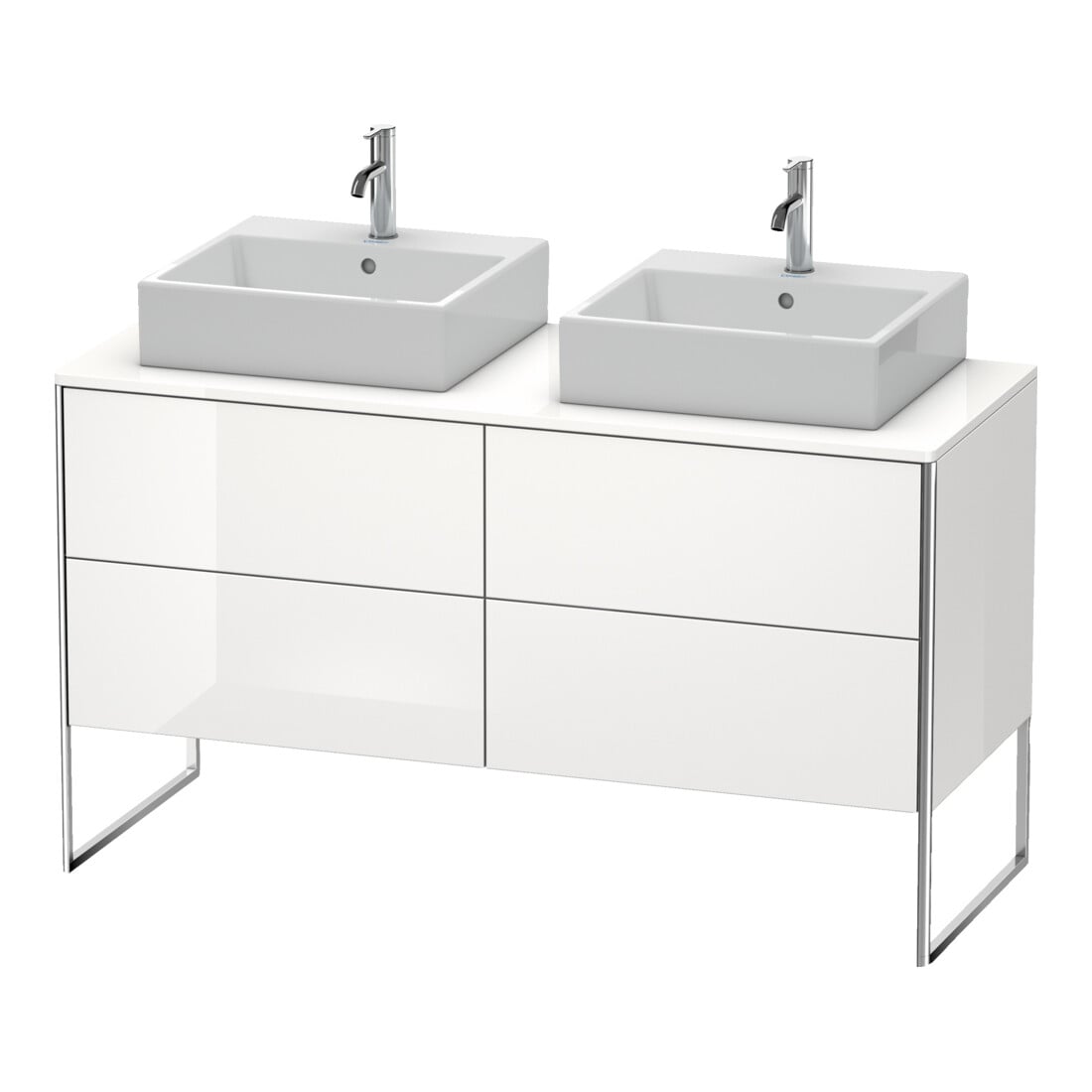 Duravit Meuble sous lavabo XSquare 140x54,8x77,8cm, 4 tiroirs, debout, blanc brillant