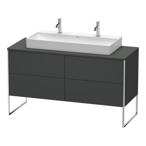 Duravit Meuble sous-lavabo XSquare 140x54,8x77,8cm, 4 tiroirs, debout, gris mat