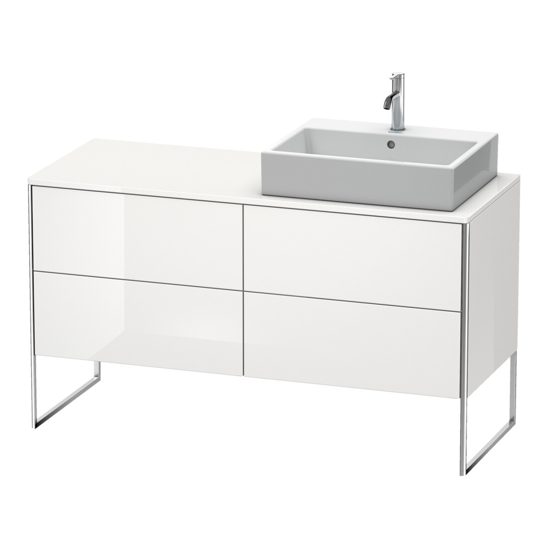 Duravit Meuble sous-lavabo XSquare 140x77,8x53,8 cm, 4 tiroirs, blanc brillant, droite