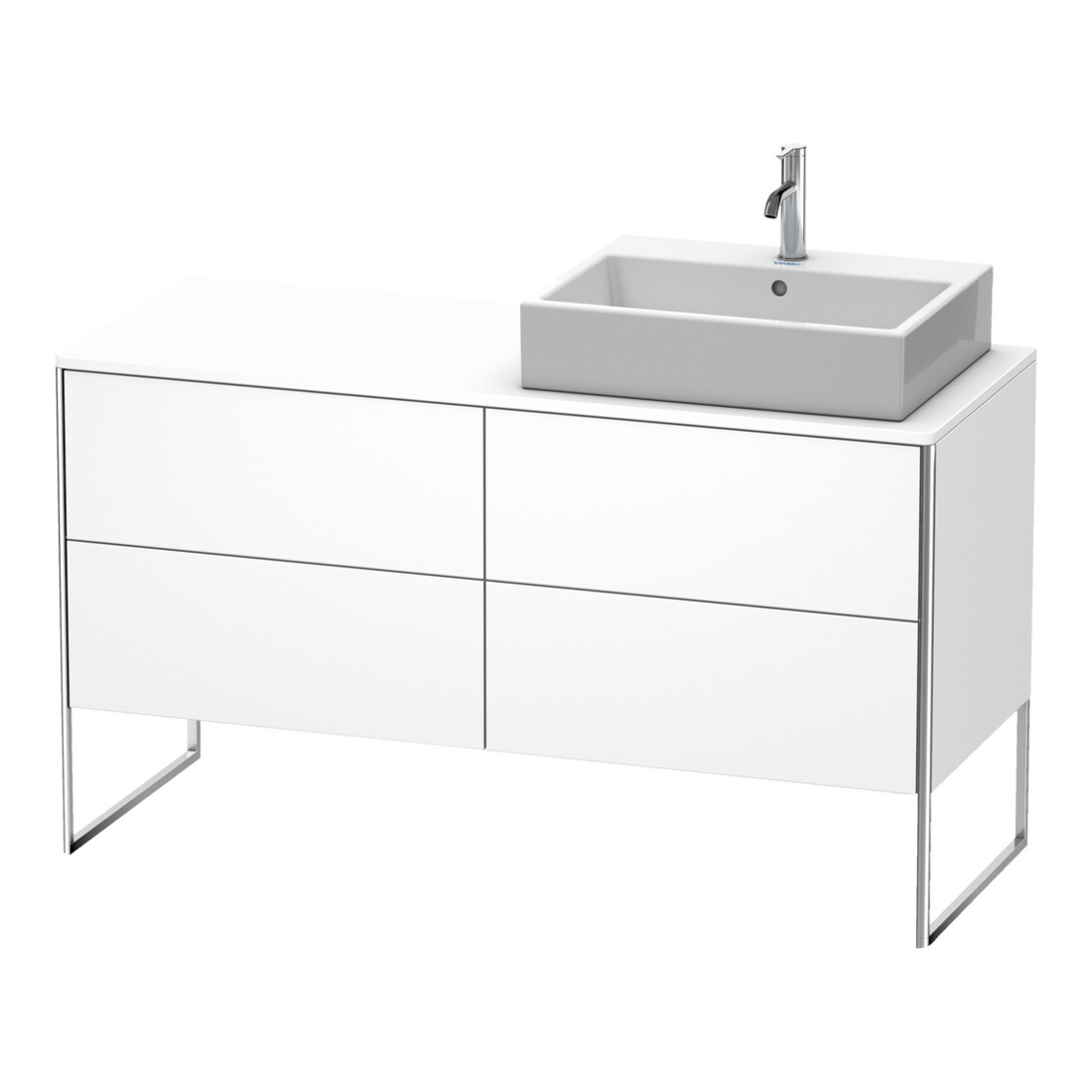 Duravit Meuble sous lavabo XSquare 140x77,8x53,8 cm, 4 tiroirs, st, B dr, blanc mat