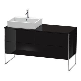 Duravit Meuble sous lavabo XSquare 140x77,8x53,8 cm, 4 tiroirs, st, B gauche, noir brillant