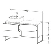 Duravit Meuble sous lavabo XSquare 140x77,8x53,8 cm, 4 tiroirs, st, droite, bas. m-5