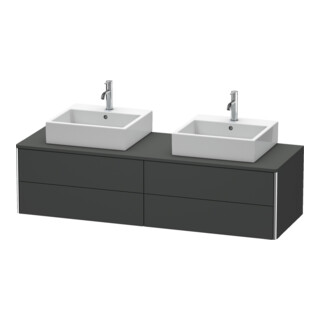 Duravit Meuble sous-lavabo XSquare 160x54,8x40 cm, 4 tiroirs, blanc brillant, bois, graphite mat