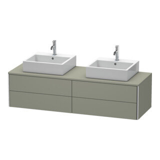 Duravit Meuble sous-lavabo XSquare 160x54,8x40 cm, 4 tiroirs, blanc brillant, bois, gris structuré mat