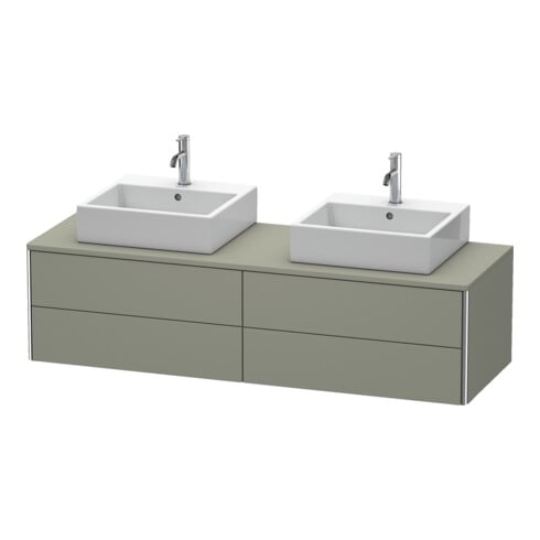 Duravit Meuble sous-lavabo XSquare 160x54,8x40 cm, 4 tiroirs, blanc brillant, bois, gris structuré mat