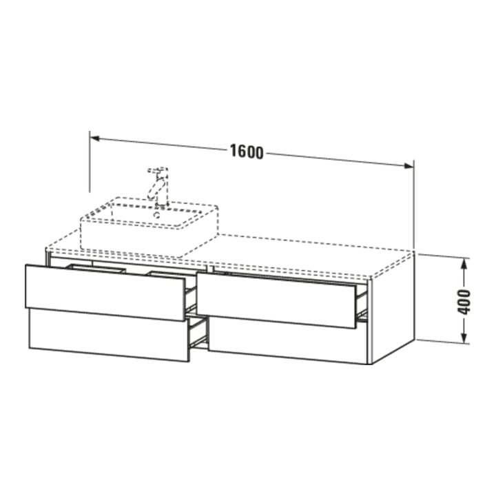 Duravit Meuble sous-lavabo XSquare 160x54,8x40 cm, 4 tiroirs, blanc laqué, finition mate