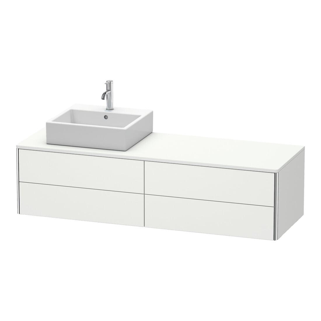 Duravit Meuble sous lavabo XSquare 160x54,8x40 cm, 4 tiroirs, blanc laqué, sans miroir