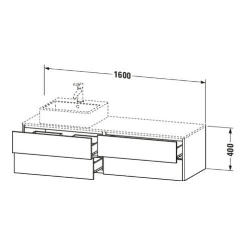 Duravit Meuble sous-lavabo XSquare 160x54,8x40 cm, 4 tiroirs, wd, B dr, Tau mat