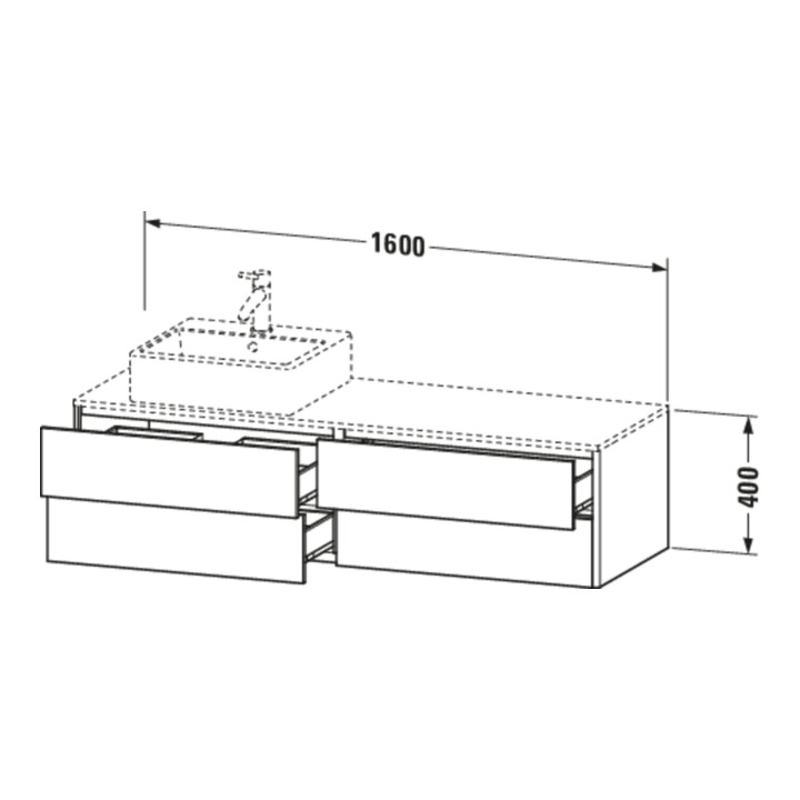 Duravit Meuble sous lavabo XSquare 160x54,8x40 cm, 4 tiroirs, wd, droite, bas. m