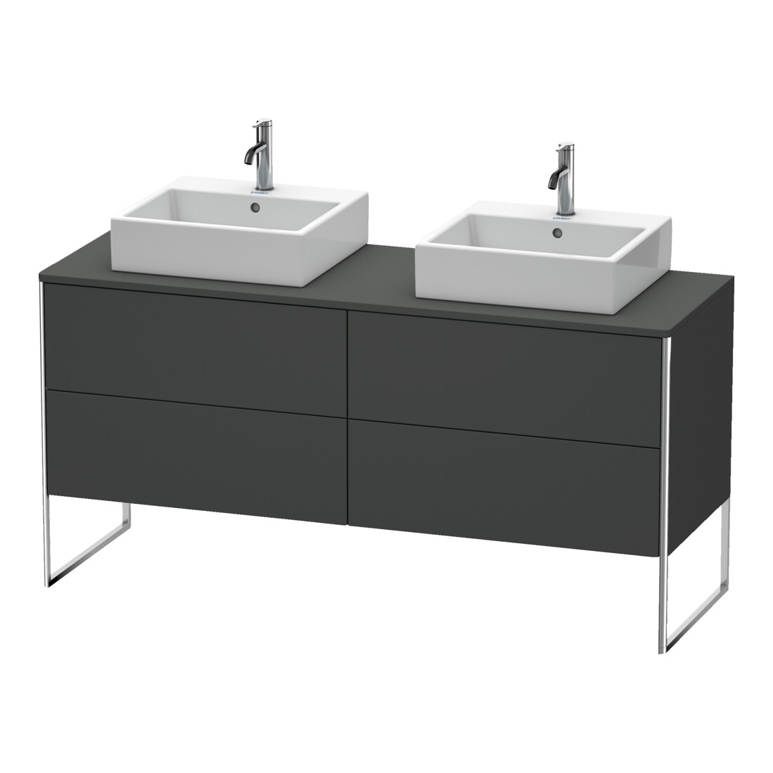 Duravit Meuble sous lavabo XSquare 160x54,8x77,8 cm, 4 tiroirs, debout, graphite mat