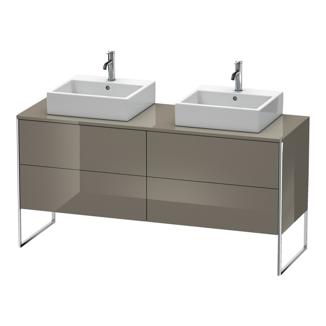 Duravit Meuble sous lavabo XSquare 160x54,8x77,8cm, 4 tiroirs, acier, brillant