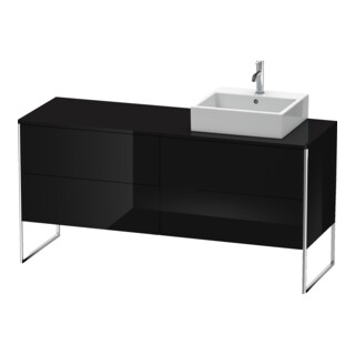 Duravit Meuble sous-lavabo XSquare 160x54,8x77,8cm, 4 tiroirs, st, B dr, noir brillant