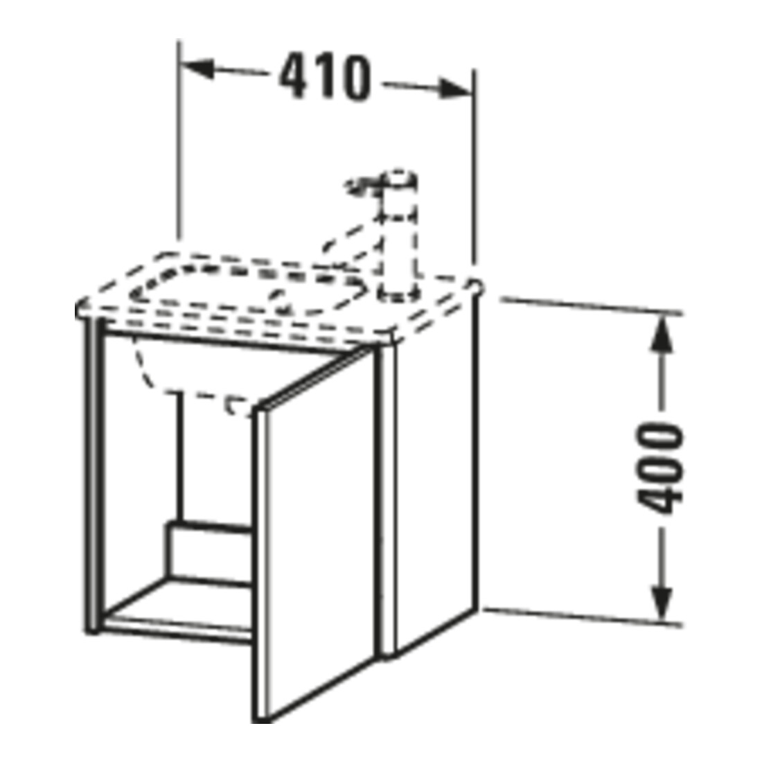 Duravit Meuble sous-lavabo XSquare 41x28,9x40 cm, suspendu, droite, blanc mat