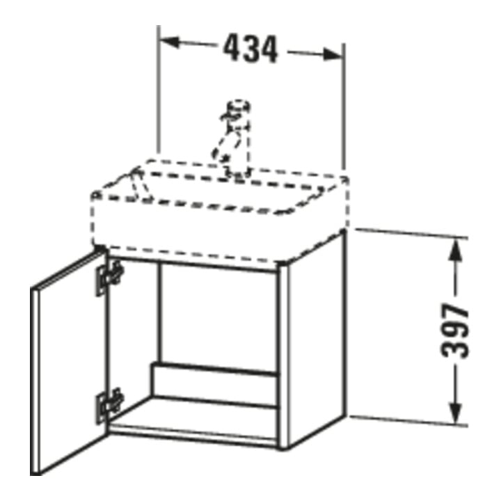 Duravit Meuble sous lavabo XSquare 43,4x34x39,7 cm, suspendu, porte droite, graph ma