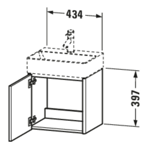 Duravit Meuble sous-lavabo XSquare 43,4x34x39,7 cm, suspendu, porte gauche, blanc mat