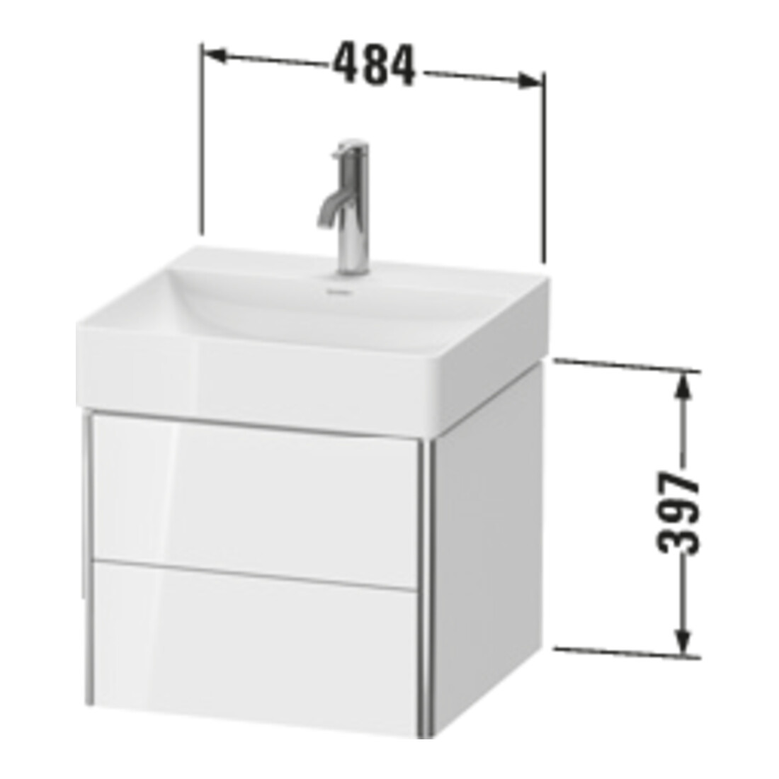 Duravit Meuble sous lavabo XSquare 48,4x46x39,7 cm, 2 tiroirs, suspendu, graph ma