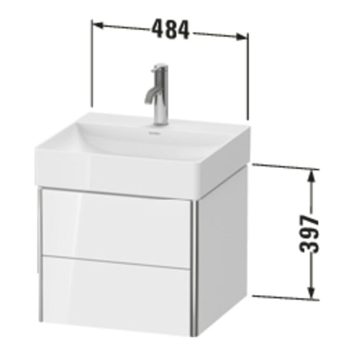 Duravit Meuble sous-lavabo XSquare 48,4x46x39,7 cm, 2 tiroirs, wd, face hgl